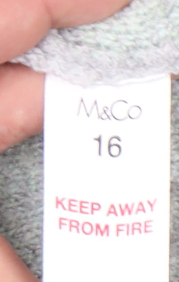 M&Co Women's Grey Geometric Pullover Jumper Size 16