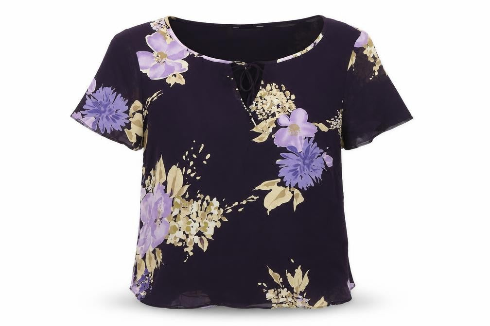 Front view of Marks & Spencer Women's Purple Floral Blouse, size 14