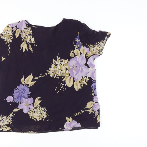Marks and Spencer Women's Purple Floral Blouse Size 14