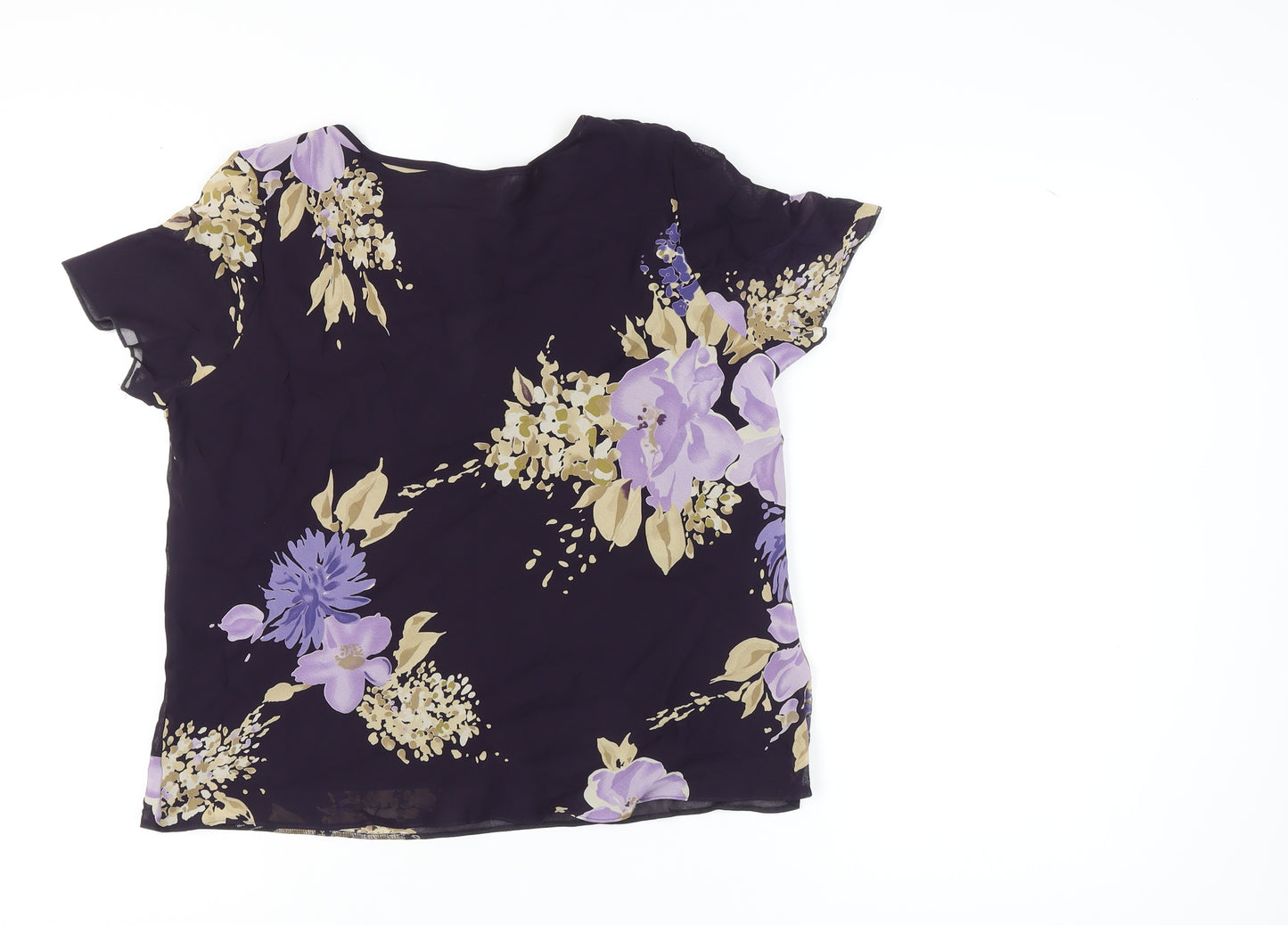 Marks and Spencer Women's Purple Floral Blouse Size 14