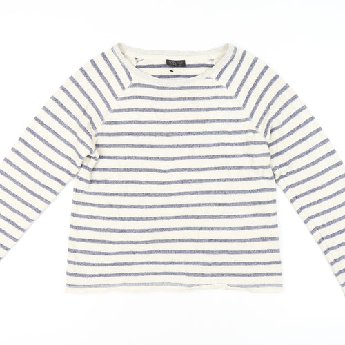 Topshop Women Ivory Striped Sweatshirt Size 10 Pullover