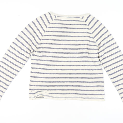 Topshop Women Ivory Striped Sweatshirt Size 10 Pullover