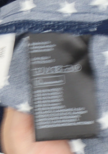 H&M Girls Blue Star Shirt Dress 11-12 Long Sleeve Casual