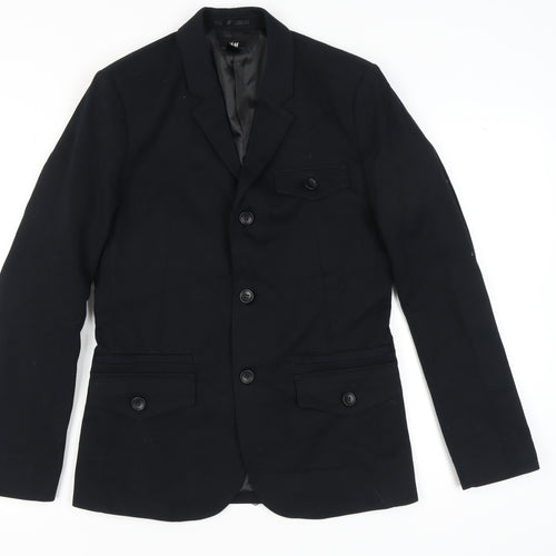 H&M Men's Black Blazer 36 Regular Jacket Formal