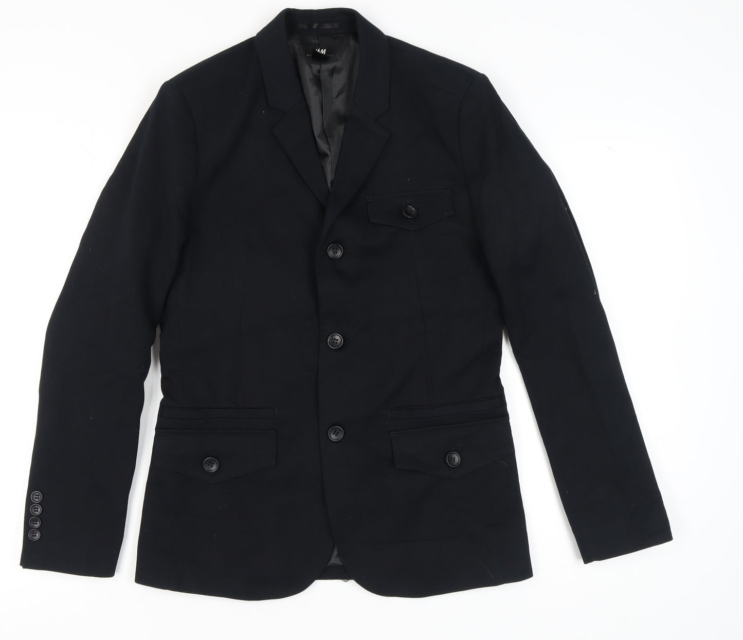 H&M Men's Black Blazer 36 Regular Jacket Formal