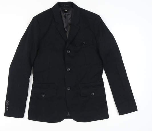 H&M Men's Black Blazer 36 Regular Jacket Formal