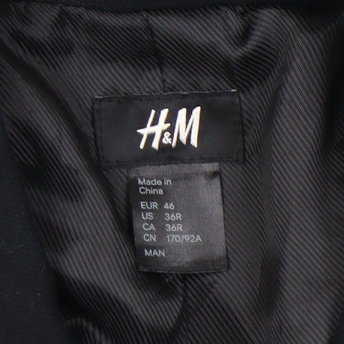 H&M Men's Black Blazer 36 Regular Jacket Formal