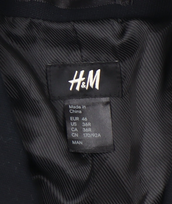 H&M Men's Black Blazer 36 Regular Jacket Formal