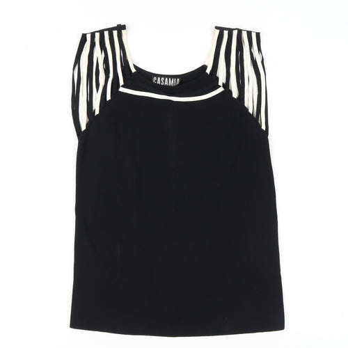 Casamia Women's Black Striped Sleeveless Knit Top M