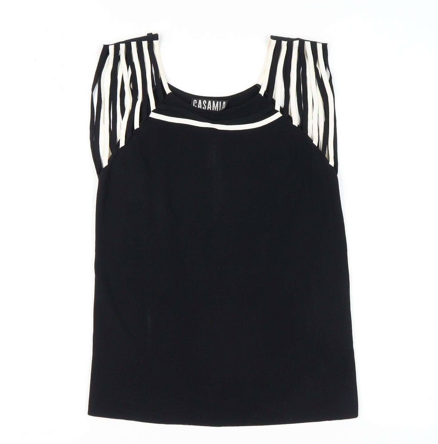 Casamia Women's Black Striped Sleeveless Knit Top M