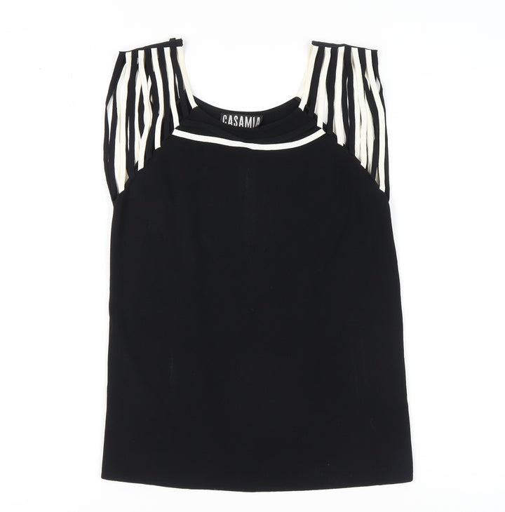 Casamia Women's Black Striped Sleeveless Knit Top M