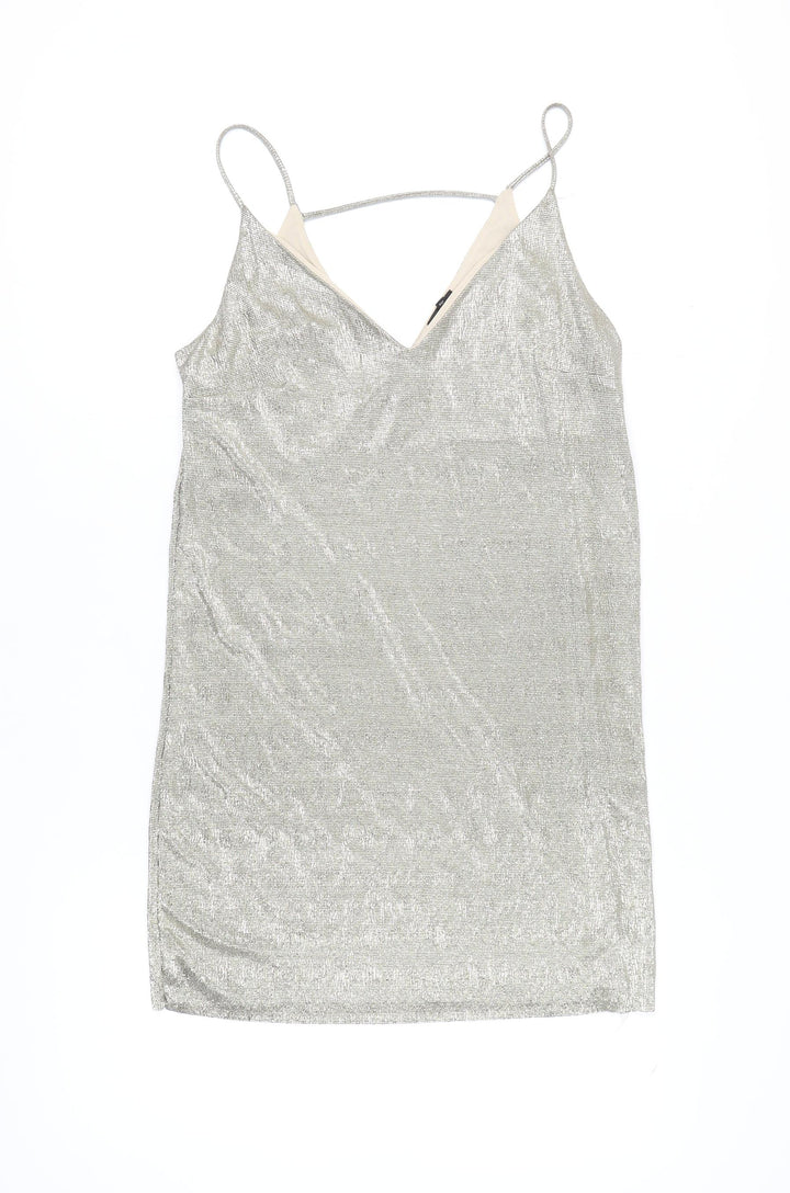 River Island Women's Silver Slip Dress Size 10