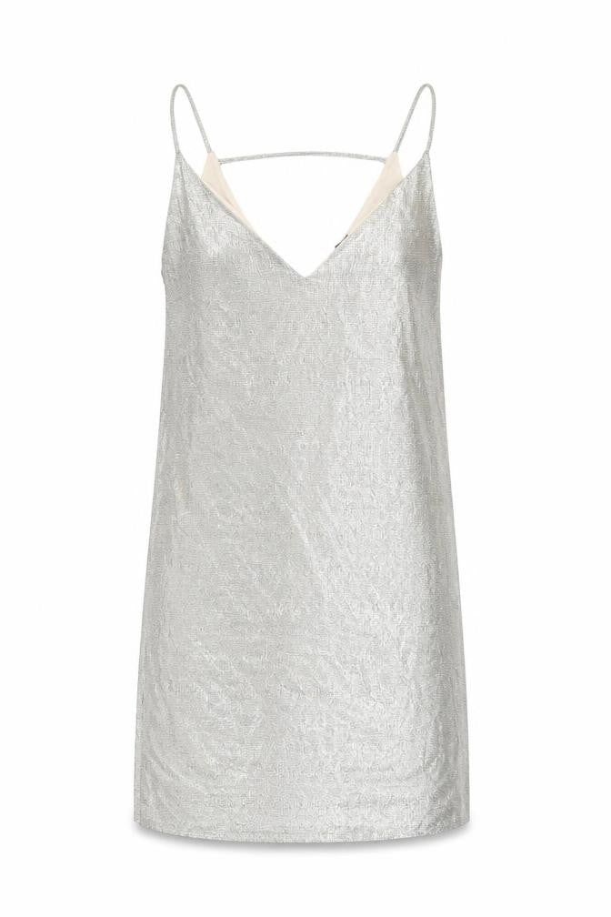 Front view of River Island Women's Silver Slip Dress, size 10