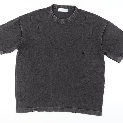 Bershka Unisex Grey Jersey T-Shirt, Size 12, Casual Style