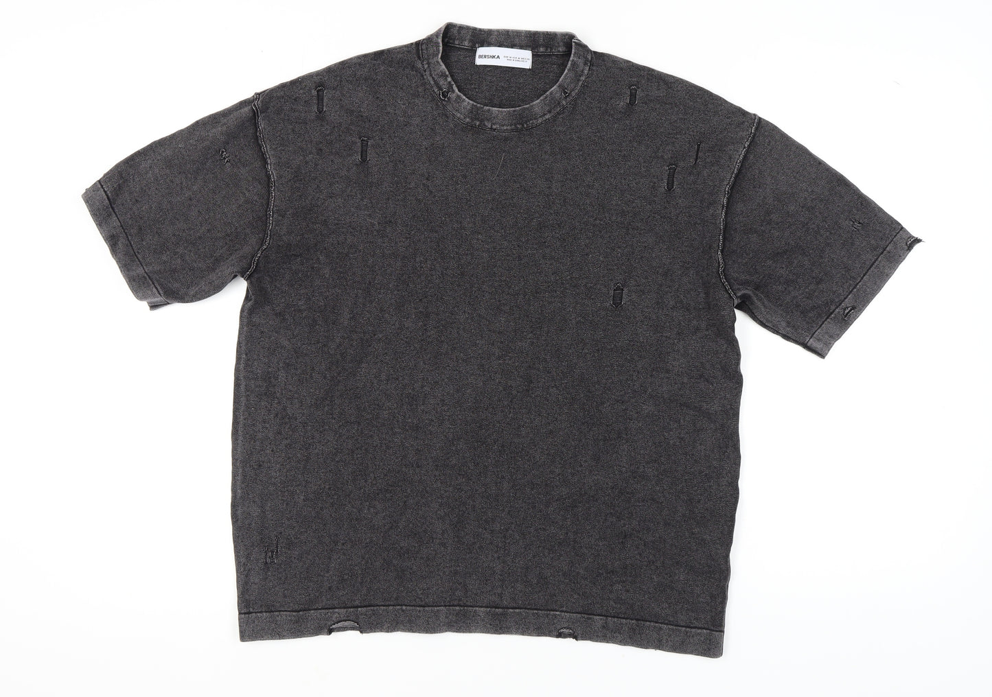 Bershka Unisex Grey Jersey T-Shirt, Size 12, Casual Style