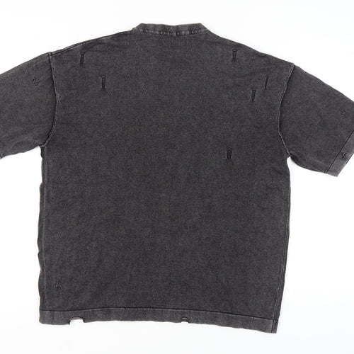 Bershka Unisex Grey Jersey T-Shirt, Size 12, Casual Style
