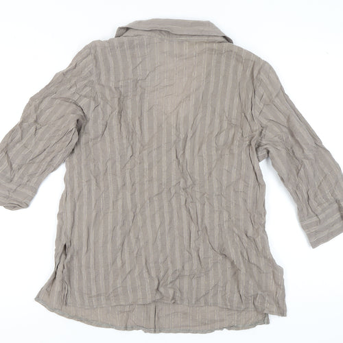 Evans Women's Beige Striped Button-Up Shirt Size 18