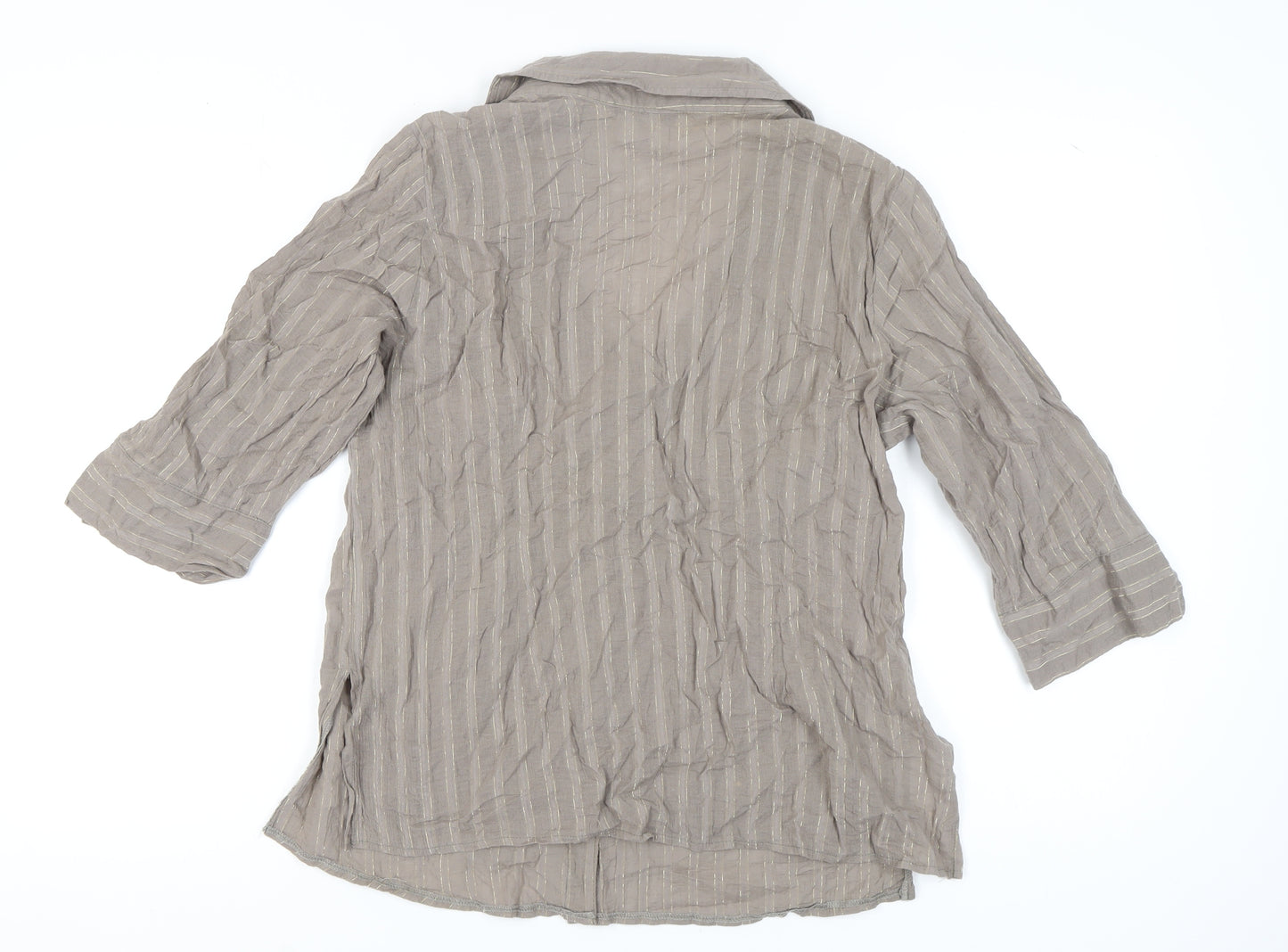 Evans Women's Beige Striped Button-Up Shirt Size 18