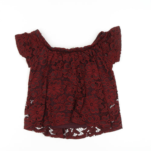 River Island Women's Red Lace Off Shoulder Blouse