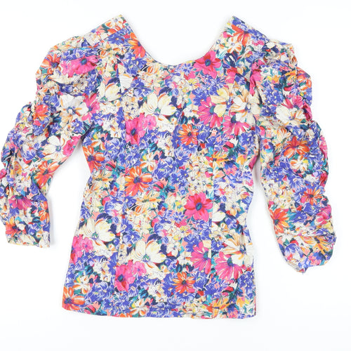 Zara Women's Multicoloured Floral Tunic Blouse M