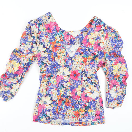 Zara Women's Multicoloured Floral Tunic Blouse M