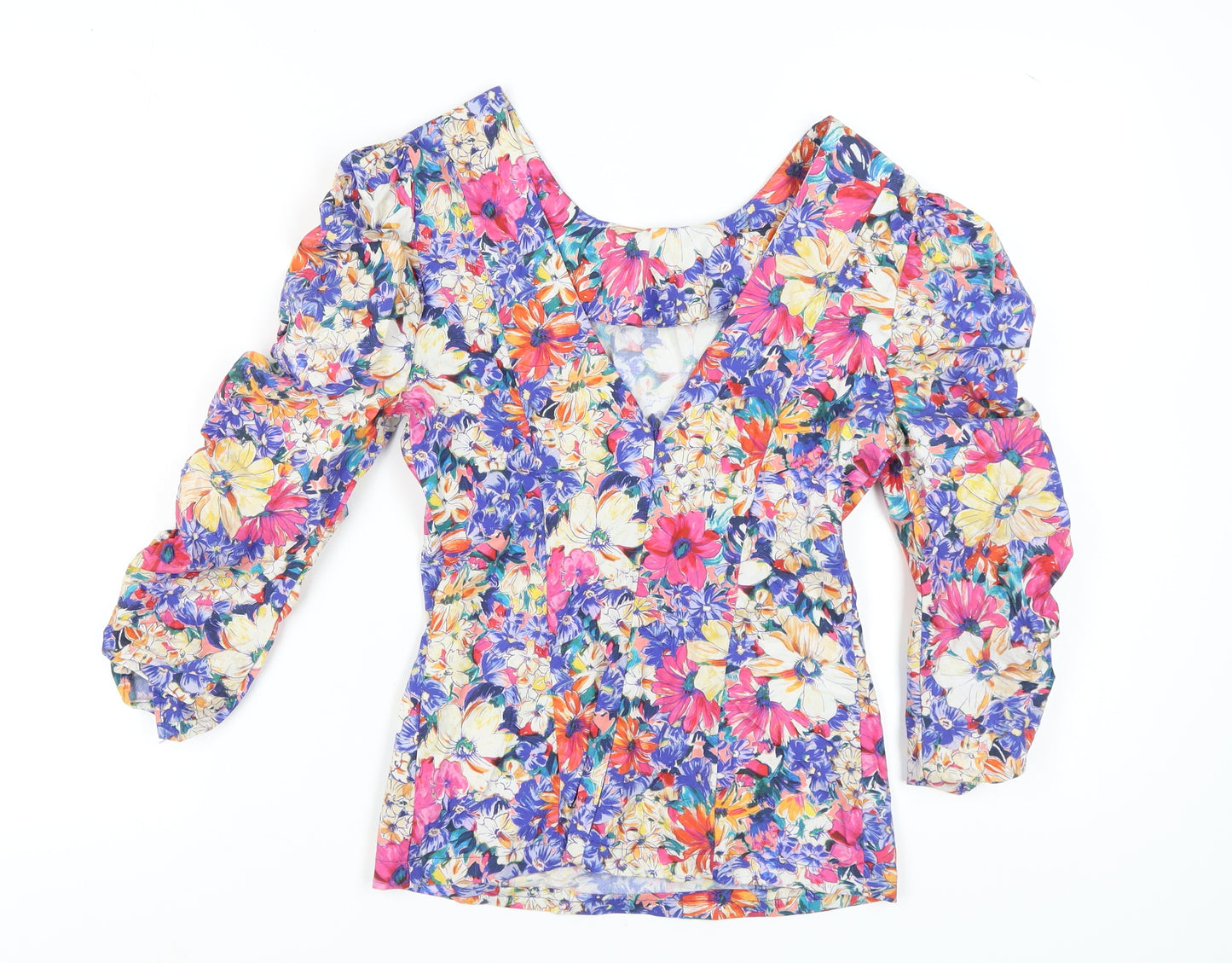 Zara Women's Multicoloured Floral Tunic Blouse M