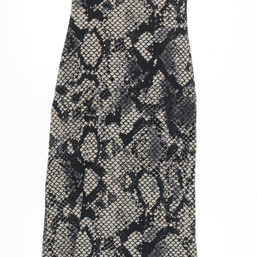 Topshop Women's Grey Black Snake Print Midi Slip Dress