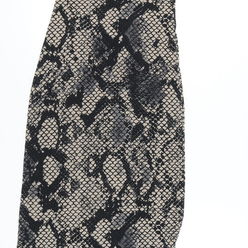 Topshop Women's Grey Black Snake Print Midi Slip Dress