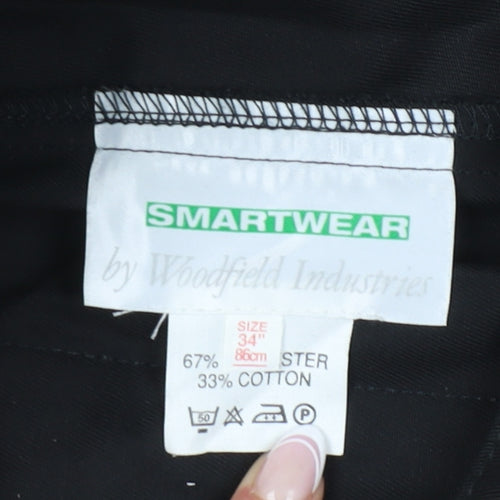Smartwear Men's Black Cargo Trousers, Size 34, Regular Fit