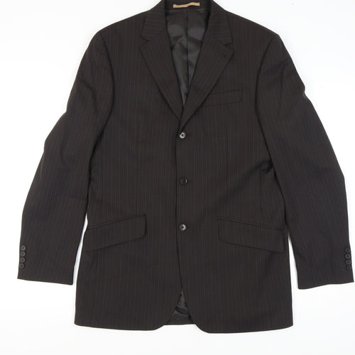 Next Men's Black Striped Blazer 40L Long Jacket