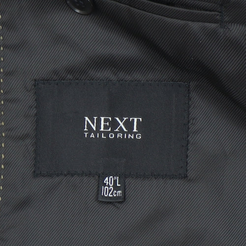 Next Men's Black Striped Blazer 40L Long Jacket