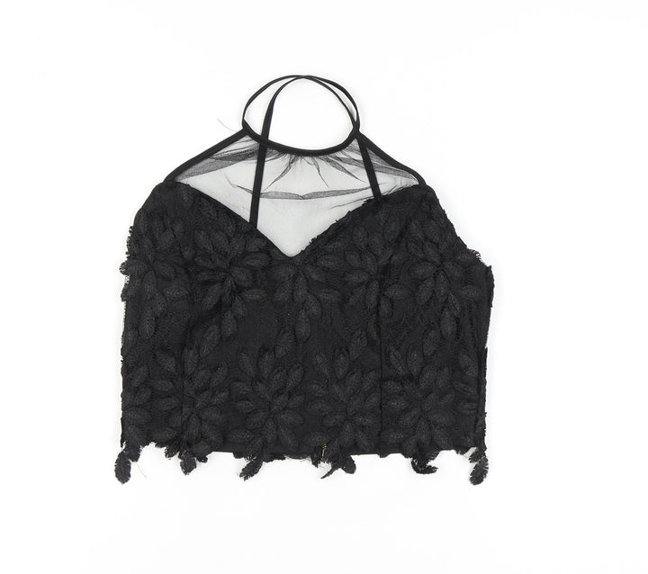 River Island Women's Black Halter Cropped Blouse