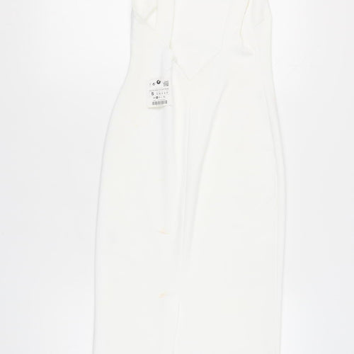 Zara Women's White Sleeveless Dress - Size S