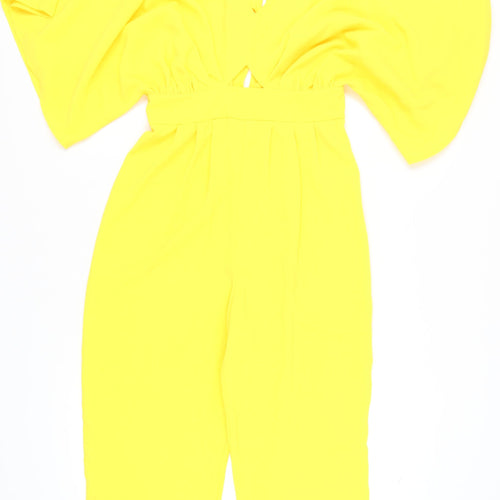 ASOS Women's Yellow Jumpsuit, Size 8, V-Neck Flutter Sleeve