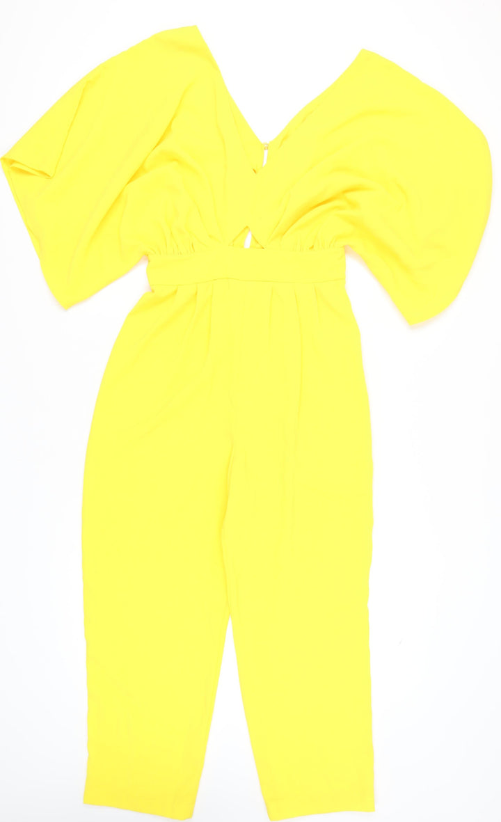 ASOS Women's Yellow Jumpsuit, Size 8, V-Neck Flutter Sleeve
