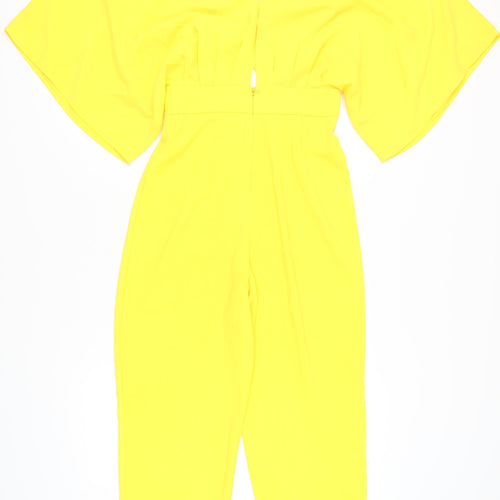 ASOS Women's Yellow Jumpsuit, Size 8, V-Neck Flutter Sleeve