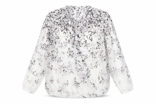 Front view of Wallis Women’s Butterfly Print Wrap Blouse, size UK 14