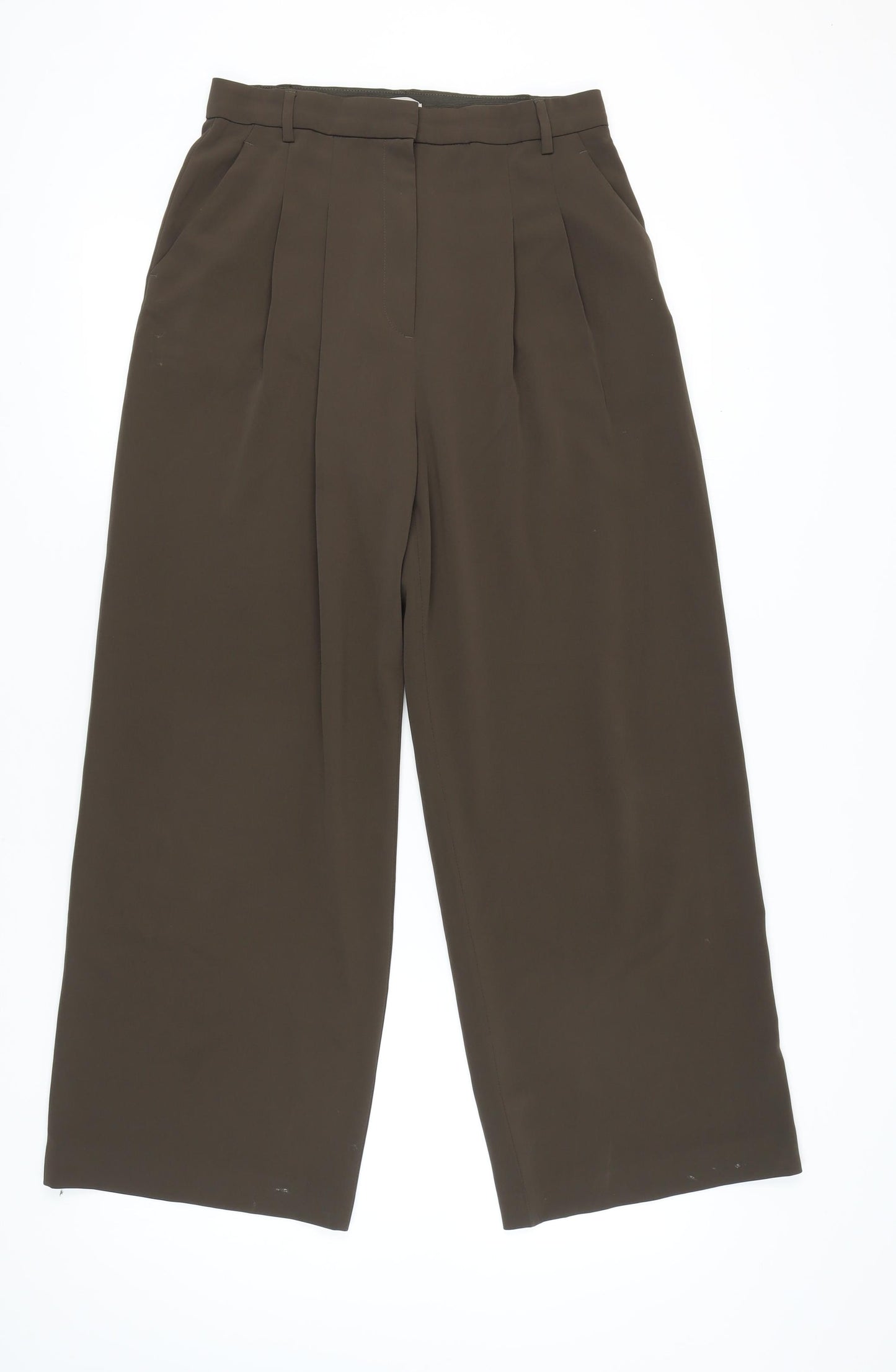 H&M Women's Brown Wide-Leg Trousers, Size 12