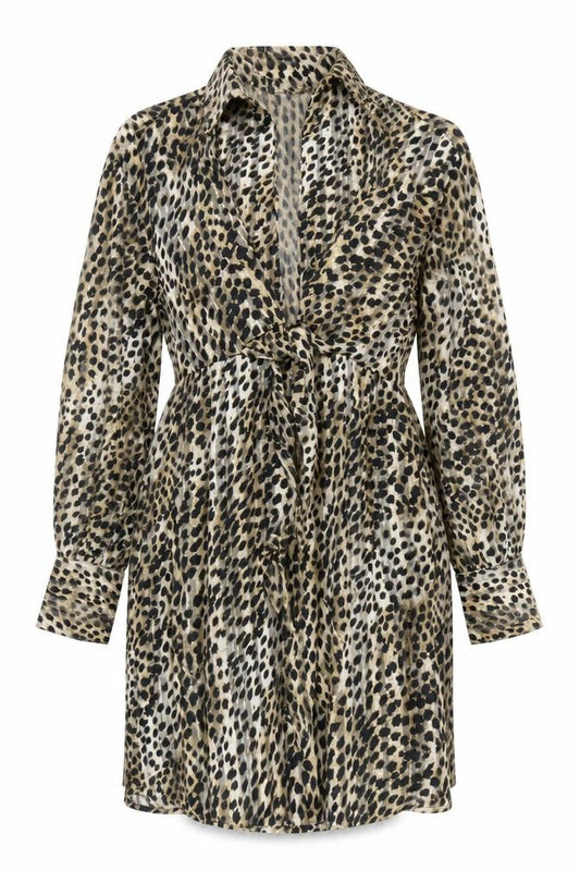 Front view of River Island Women's Multicoloured Animal Print Shirt Dress