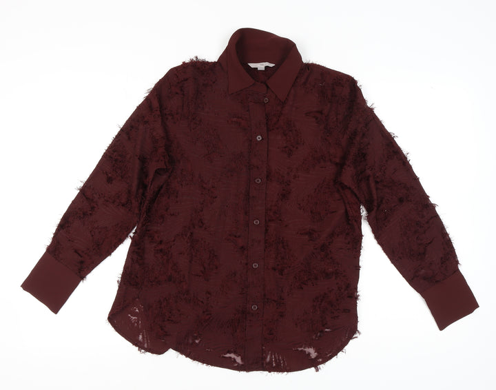 H&M Women's Red Button-Up Shirt, S, Collared, Classic Style