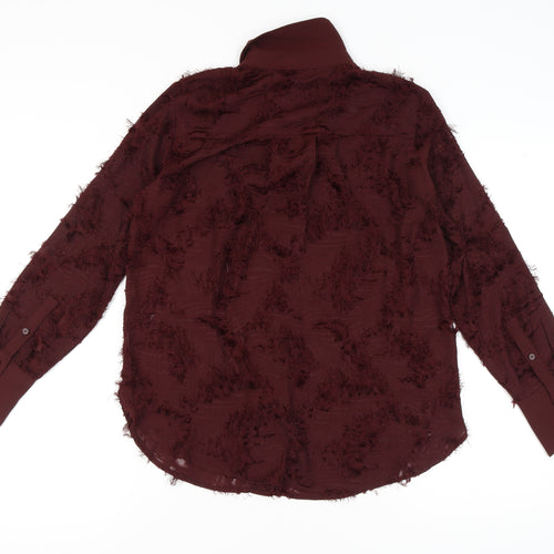 H&M Women's Red Button-Up Shirt, S, Collared, Classic Style