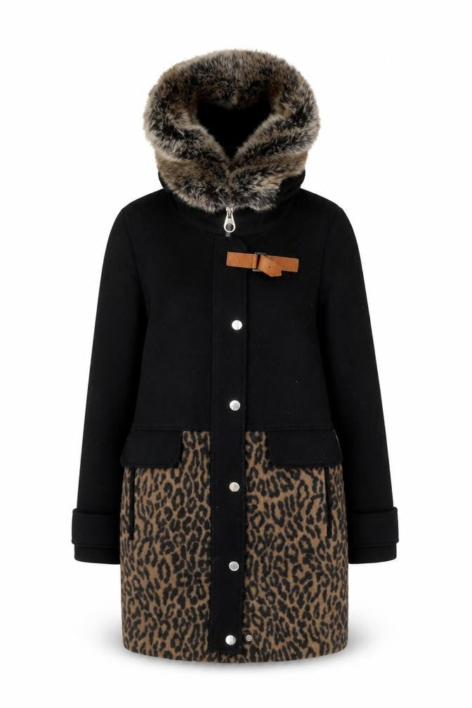 Karen Millen Women's Black Wool Parka Coat, Size 8