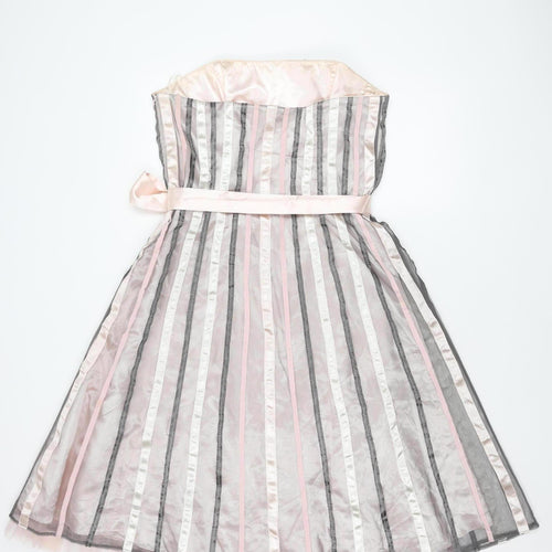 Debut Women's Pink Strapless Satin Party Dress, Size 14