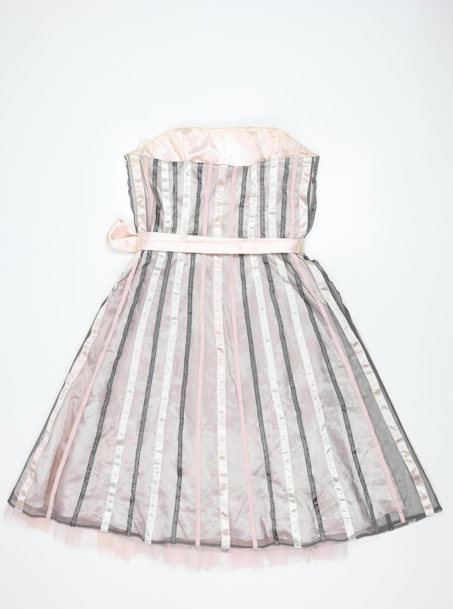 Debut Women's Pink Strapless Satin Party Dress, Size 14
