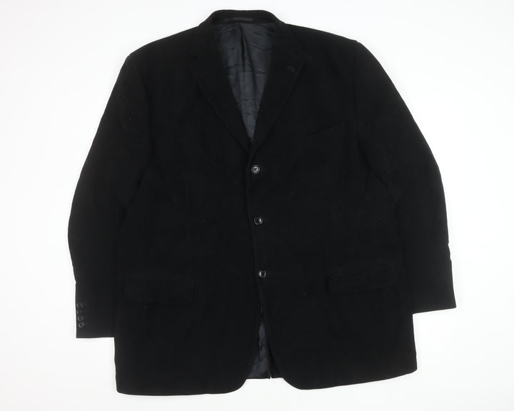 Dehavilland Men's Black Overcoat, Size L, Classic Style