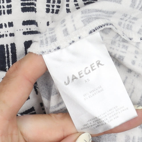 Jaeger Women's XS Blue Geometric Long Sleeve Top