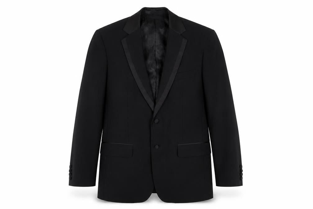 Front view of Jeff Banks Black Men's Blazer Tuxedo, size 38L, Formal