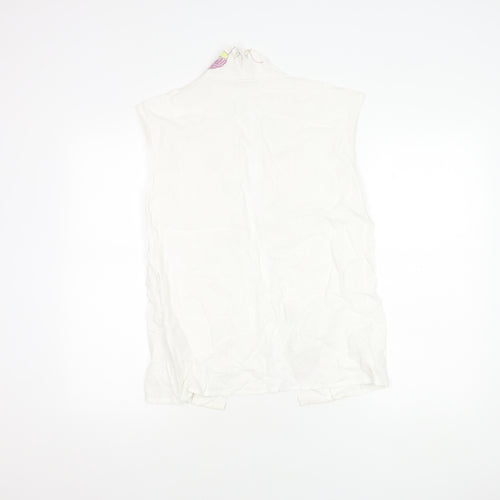 Whistles Women's White Floral Linen Blouse, Size 10