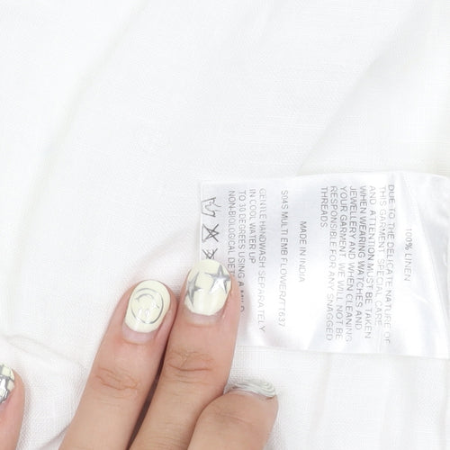 Whistles Women's White Floral Linen Blouse, Size 10