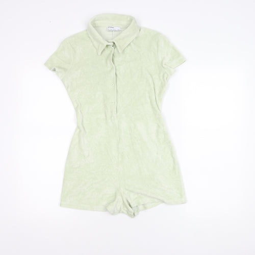Bershka Women's Green Short Sleeve Playsuit S